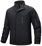 TACVASEN Herren Übergangsjacke Softshell Jacket Atmungsaktiv Winddichte Outdoorjacke Funktionsjacke mit Tasche (3XL, Schwarz)
