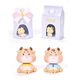 GMBYLBY 4pcs Cartoon Cow Cattle Statue Resin Craft Fairy Garden Micro Landscape Ornament Christmas Home Decorations Indoor