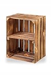 Neue Obstkisten mit Mittelbrett Holzkisten Weinkisten Apfelkisten Kommode Regal Geflammte 50x40x30cm