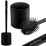 Cleangang® Klobürste Toilettenbürste WC Bürste Schwarz Silikon mit klobürstenhalter Set - WC Garnitur - schnell trocknende Klobürste in zeitlosem Design