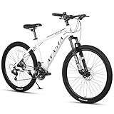 AVASTA AV300 26 Zoll Mountainbike MTB Pendlerrad Leichter Aluminiumrahmen 21 Gang Schaltung Vorderradfederung Scheibenbremsen vorne und hinten, weiß