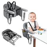 NAIZY Tischsitz Baby Kindersitz Faltbar Babysitz mit Transporttasche, Mobiler Hochstuhl Baby Sitzhilfe für zu Hause und Unterwegs bis 15 kg, Grau