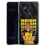DeinDesign Hard Case kompatibel mit HTC U11 Plus Schutzhülle transparent Smartphone Handy Hülle Borussia Dortmund Maximilian Beier BVB