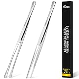 Hotec Grillzange Edelstahl Lang 30CM,Kitchen Kochpinzette,Kochpinzette Edelstahl Küche Verwendbar als Profi Zange Pinzette für Kochen Grillen und Backen - 2er Set
