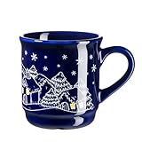 MÄSER Glühweintasse kobaltblau Weihnachtsmotiv Füllstrich 200ml