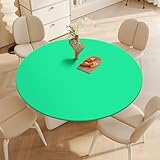 DOTBUY-SHOP Abwaschbar Runde Tischdecke mit Gummizug, Feste Farbe Elastische Outdoor Tischdecke, Wasserabweisend Tischtuch, Gartentischdecke für Esszimmer Geburtstag (Hellgrün,120cm)