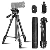 SIRUI Kamera Stativ 154cm, Aluminium Camera Tripod mit Telefonklemme Dreibein-Stative Fotostativ für Kamera Smartphone DSLR Camcorder, maximale Belastung 5kg