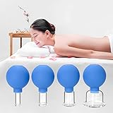 LAOYE Schröpfgläser mit Saugball, 4er Schröpfglas-Set mit Ball, Medizinische Feuerlosen Schröpfen, Vakuum Cupping Vakuumglocke Saugglocke Massage Schröpfglas gegen Verspannungen und Cellulite