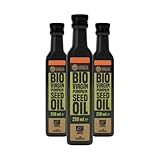VanaVita BIO Kürbiskernöl - Kaltgepresst Kürbiskernöl, BIO-Qualität, mild-nussiger Geschmack, Pumpkin Seed Oil, Cholesterinregulierung, Oohne GVO, ideal für Salate & Kalte Rezepte (250 ml(3per pack))