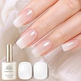 Born Pretty Gellack Milchig Weiss, Gel UV Nagellack Natur Jelly Transparent Weiß Nagellack Nail Art Klassischer und All-MatchStil UV LED Soak Off Manicure Lacquer Varnish