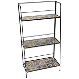 Annastore Blumentreppe aus Metall mit Mosaik-Fliesen, Metallregal Blumenregal, klappbar Pflanzentreppe 61 x 31 x 115 cm (L/T/H)