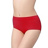 Weardear Zauberhafte Unterwäsche - Nahtlose Baumwolle Damenunterhosen mittelhoher Bund Sexy Dessous sinnliche Rot S