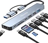 USB C Hub 3.0, 8 in 2 USB Hub 3.0 Multiport Adapter mit SD&TF Kartenleser, US-B 3.0&USB 2.0 Ports, USB-C Anschluss, US-B Typ C Hub für MacBook Air/Pro, Galaxy, iPad, Windows usw