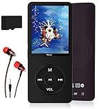 MP3-Player, Musik-Player mit 16GB Micro SD Karte, Ultra Slim Musik-Player mit eingebautem Lautsprecher, Photo Viewer, Video Play, FM Radio, Voice Recorder, E-Book Reader (Schwarz)