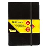 Idena 209285 - Notizbuch DIN A6, liniert, Papier cremefarben, 192 Seiten, 80 g/m², Hardcover in Schwarz