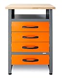 Ondis24 Werkbank Bernd Plus Werktisch mit 4 Schubladen 60 x 60 x 95(H) cm Buchenholzarbeitsplatte