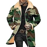 Generisch Übergangsjacke Herren Winterjacke Herren Warmer Winter Herren-Jacken Fleecejacke Herren Wildlederjacke Sweatjacke Umlegekragen Vintage Kunstwildleder Motorrad Arbeitsjacke Herren(Black,L)