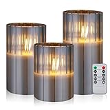 CCLIFE LED Kerzen 3er Set mit Fernbedienung Timer Funktion 300 Stunden flackernde Paraffin Echtwachs Kerze flammenlose Batteriebetrieb CushHom