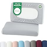 BaSaTex Bio Kissenbezüge Spannbezüge 2er Pack für Nackenkissen und Gesundheitskissen | 97% GOTS-Zertifizierte Baumwolle + 3% Elasthan | ca. 45-60 x 30-40 cm – 20 cm Steg | Silber