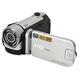 Akozon Digitale Videokamera, 1080P 16MP Digitalkamera 2,4 Zoll Drehbarer Bildschirm Camcorder 16X Zoom HD Videorecorder mit Fülllicht (Silver)