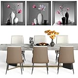 WhizNook 3 Stück 3D Wandsticker Vase Wandtattoo 30x30 cm, 3D Wandaufkleber Vase, Wandtattoo Wohnzimmer Vasen, 3D Wandtattoo, Wanddeko Wohnzimmer Vasen, für Schlafzimmer, Küche, Büro