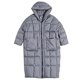 BAICAIBAI Damen Coat Leichte Daunenjacke wasserdichter Daunenparka Warmer Wintermantel Lange verdickte lockereregendichte Winterjacke Winddichte mit Kapuze,Light,Grey