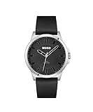 HUGO Analog Quarzuhr für Herren Kollektion #First mit Schwarzes Lederarmband - 1530188