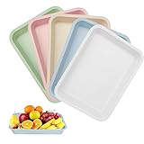 LANSKYLAN 5 Stück Kunststofftablett Serviertablett Rutschfest Rechteckig Servierplatten Plastik Tabletts aus Kunststoff Kunststoff Fast Food Café Tabletts Rutschfest für Küche Esszimmer 30.5*23*4.5cm