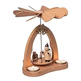 Wichtelstube-Kollektion Weihnachtspyramide f. Teelicht, 24cm Buchenholz, Pyramide Weihnachten