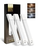 EZVALO Schrankbeleuchtung 20CM*3 Stück,30 LED Schrankleuchte Led mit Bewegungsmelder, Unterbauleuchte Küche LED mit 3 Farbtemperaturen Dimmbar Wiederaufladbar für Kleiderschrank, Küche, Treppe