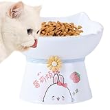 Erhöhter Katzennapf, niedlicher Keramik-Katzen-Wassernapf, Anti-Schnurrbart, Müdigkeit, Katzennapf, Anti-Erbrechen, Haustier-Futterspender für Katzen, Welpen, reduziert den Druck auf die Wirbelsäule