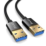 PAXO USB A-A 0,3 m Verbindungskabel, 10 Gbit/s, USB 3.2 Gen2 (abwärtskompatibel bis 3.0), 2 x A-Stecker männlich, schwarz, Stoffmantel