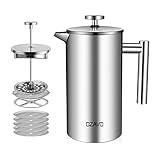 OZAVO Kaffeebereiter 1L French Press Edelstahl Thermo mit 5 Edelstahlfilter Doppelwandig Isoliert System mit Zweilagiger Konstruktion 1000ML