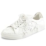 JIAJIA 8837A Hochzeitsschuhe Braut Turnschuhe Wohnungen Braut Tennisschuhe Spitze Turnschuhe Farbe Elfenbein,Größe 38 EU (5 UK)