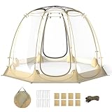 HOMASIS Transparentes Pop up Zelt im Freien, faltbares Kuppelzelt für Winter, durchsichtiges Wurfzelt mit Tragetasche & Bodenmatte, Outdoor-Bubble-Zelt für Sportveranstaltungen (265 x 265 x 190 cm)