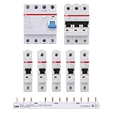 ABB Set 1x F204A-40/0,03 FI-Schutzschalter RCD + 1x S203-B16 Sicherungsautomat + 5x 201-B16 Sicherungsautomat + 1x PS3/12FI Sammelschiene