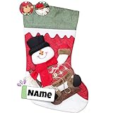 Stickling Weihnachtssocken bestickt | XXL-Nikolausstiefel personalisiert | 3D Weihnachtsstiefel mit Namen | Filz |Nikolaus | Geschenk Weihnachten | 3 Varianten (Schneemann)