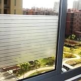 Lifetree Fensterfolie Streifen Blickdicht Sichtschutzfolie: Selbstklebend Fenster mit Statischer Haftung ohne Klebstoff Milchglasfolie Folie Anti-UV Für Zuhause Büro Statisch Folie 44.5x200cm