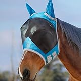 Harrison Howard CareMaster Pro Luminous Pferde Fliegenmaske UV-Schutz Fleece-Polsterung mit Ohrenschutz Dresden Blau Vollblut (M)