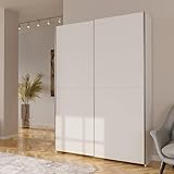 Forte Home Nook Mehrzweckschrank 150 40, moderner Schwebetürenschrank mit 2 Türen, Flur, Holzwerkstoff, Weiß, 150,1 cm breit x 210 cm hoch x 39,1 cm tief