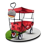 FROSAL Bollerwagen Max faltbar mit Sonnendach & Bremse Handwagen klappbar rot Transportwagen