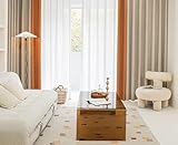 Wycian Schlafzimmer Deko Verdunkelungsvorhang Beige Orange 2 Er Chenille Jacquard H160 X B107Cm