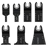 7 tlg Multitool Sägeblätter Set, Titan Oszillierwerkzeug Sägeblätter Zubehör, Multifunktionswerkzeug, Universelles Zubehör für Metall, Holz, Gips, Trockenbau und PVC