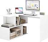 WOLTU Schreibtisch L Form, Eckschreibtisch mit Stauraum, 120x100cm, Weiß, Bürotisch, Computertisch mit Ablagefächern, PC Laptop Tisch, Winkelschreibtisch, Arbeitstisch