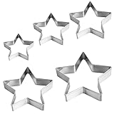 Apausvcm 5Stk Ausstechformen Stern Set,Stern Plätzchen Ausstecher,Edelstahl Sterns Ausstechformen,5 Verschiede Große Keksausstecher,DIY-Backwerkzeuge für Konditorei Weihnachten Urlaub Geburtstagparty