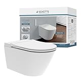 SCHÜTTE Dusch WC Set, WC mit Bidetfunktion CESARI, Hänge WC ohne Spülrand, WC mit Duschfunktion, Toilette mit Dusche, Tiefspüler WC hängend, Komplettanlage