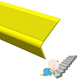 PVC-Gummi-Treppenkante, L-förmiger rutschfester Treppenstreifen, kollisionssicherer Treppenkantenschutz, Gummi Feuerfest Treppenstufen schmücken, Schule Treppenkantenprofil, 3 Farben(Yellow,1.4m/55in)