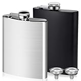 Yolistar 2 Stück Edelstahl Flachmann mit Trichter im Set,Aus 304 Flachmann Edelstahl, 8oz.230 ml Auslaufsicher tragb Geeignet zum Tragen von Alkohol（Silber und mattschwarz）