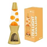 Fisura - Lavalampe mit Kerze. Lavalampe ohne Strom. Gelbe Lavalampe. Umweltfreundliche Lampe. Originelles Geschenk. 29 cm x 8,5 cm (Kerze Nicht enthalten)