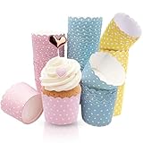 Cupcake Wrapper, 150 Stück Muffinförmchen Papier Cupcake Liner Fall Wrapper Backbecher Papierkuchen für Backtage Geburtstage Hochzeiten Partys Halloween (Polka Dots, 150pcs)